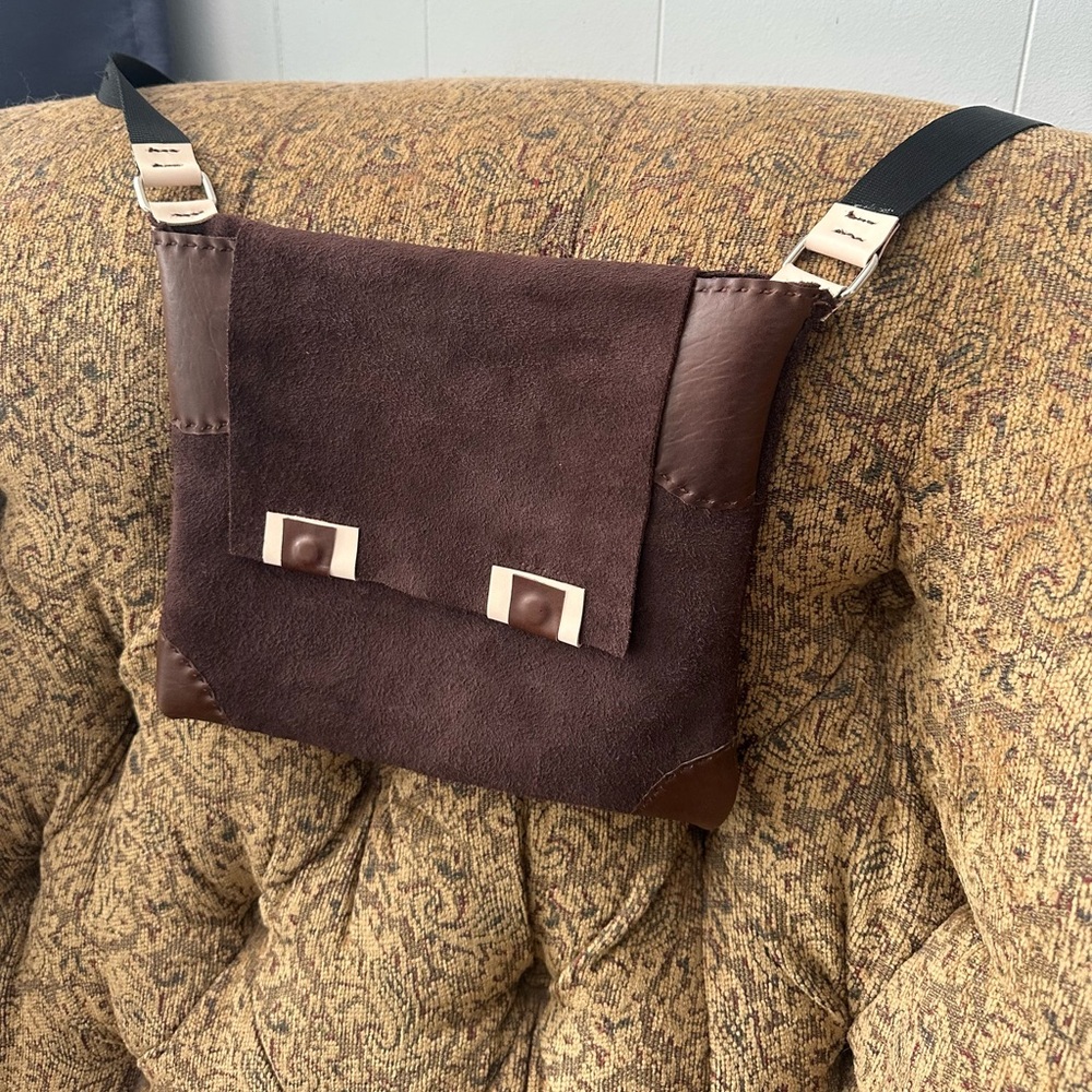 First Nation Style Brown Suede Crossbody Bag